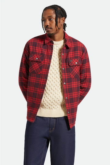 Bowery Quilted Flannel| Bright Red/Mahogany