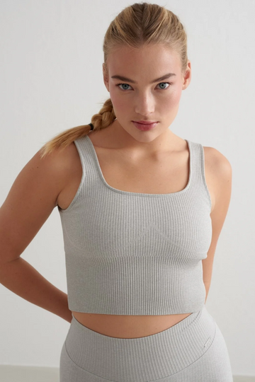 Ribbed Seamless Shaping Bralette | Grey