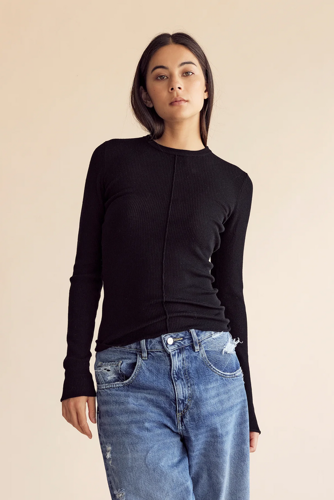 Merino Long Sleeve Knit | Black