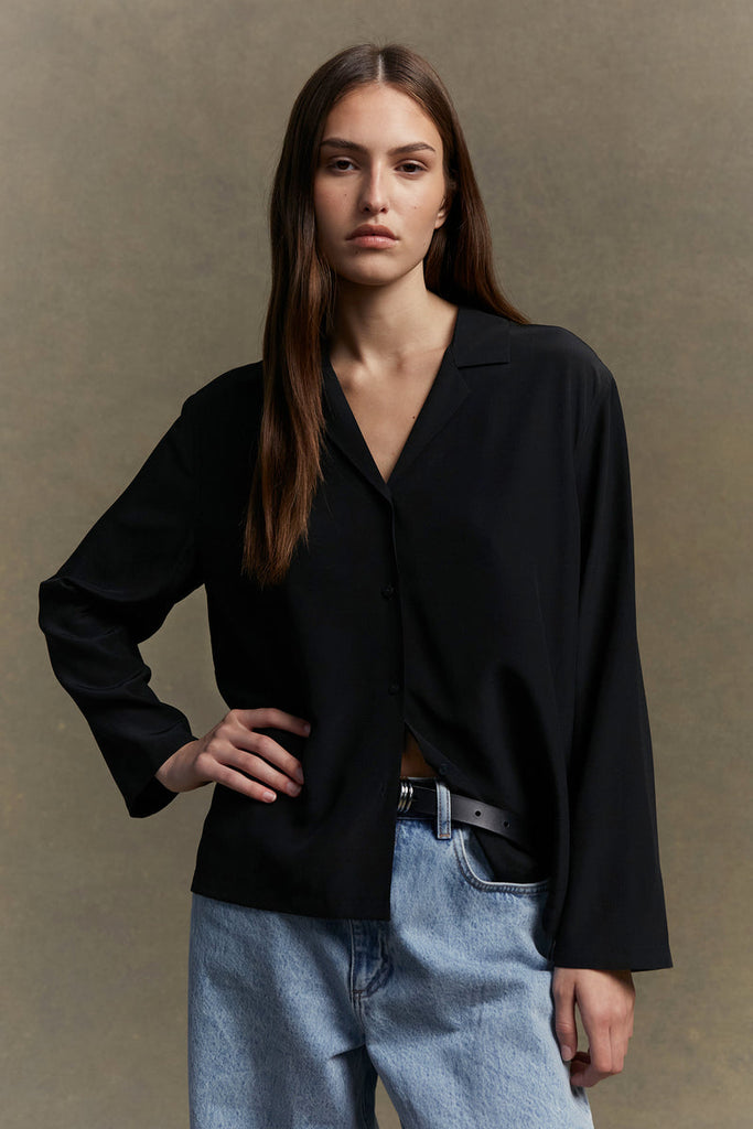 Essie Silk LS Shirt | Black