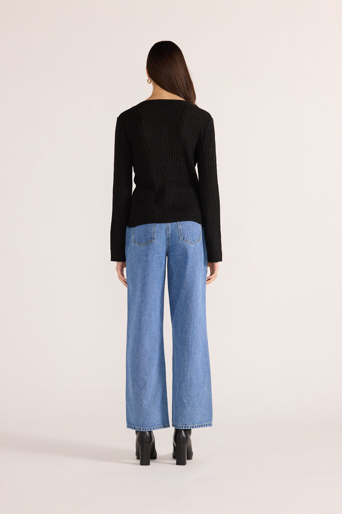 Johnna Button Knit Top | Black