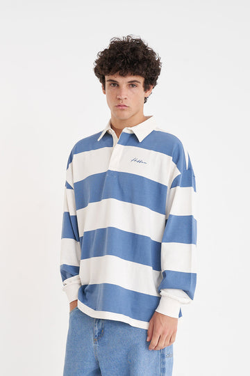 Mens Benson LS Grand Rugby | Chalk/Denim