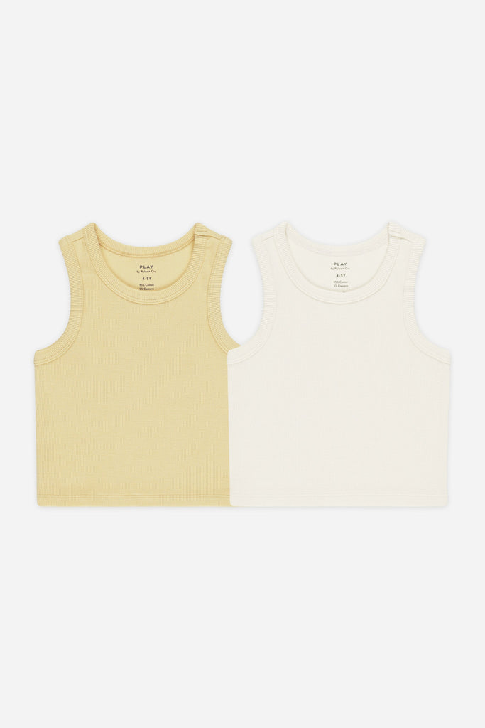 Ribbed Tank Set | Yellow/ Ivory