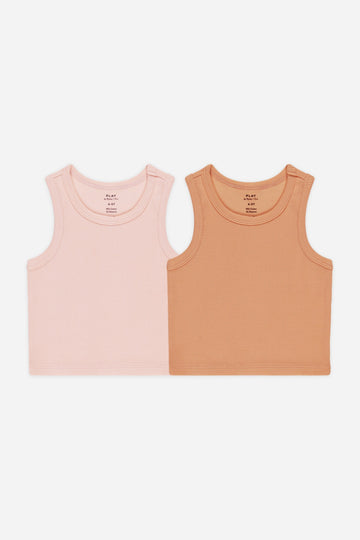 Ribbed Tank Set || Pink, Grapefruit