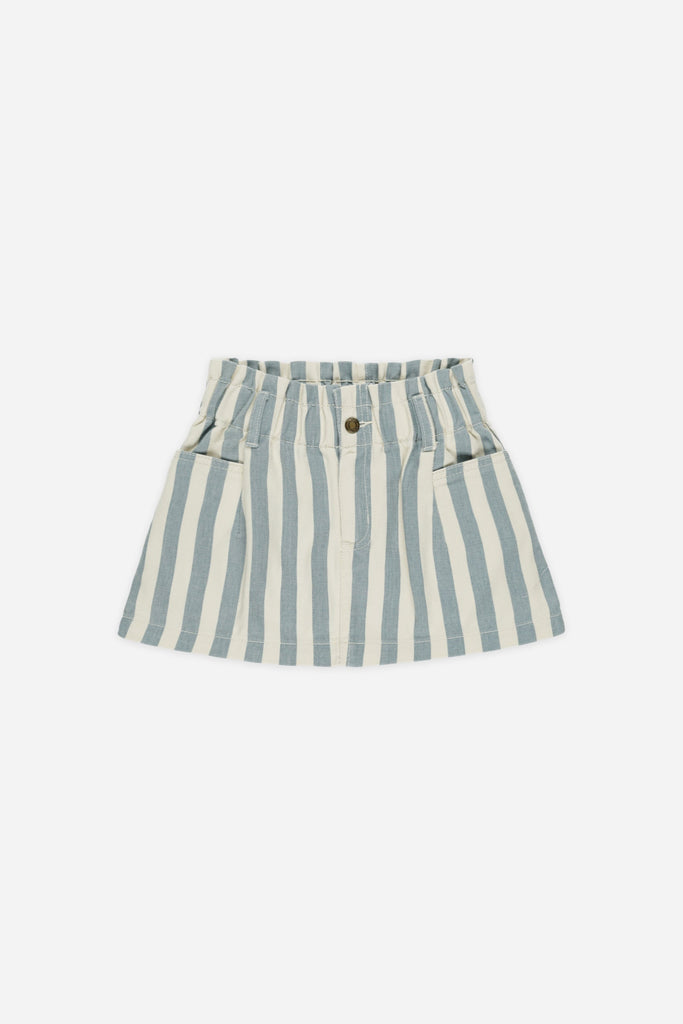 Denim Mini Skirt || Ocean Stripe