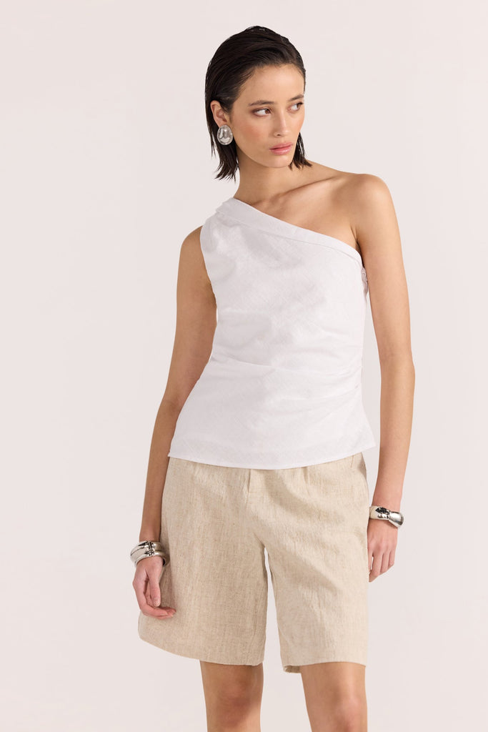 Athena One Shoulder Top | White