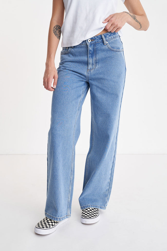 Womens Baggy Denim Jean | Mid Wash