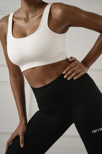 Ribbed Seamless Bra - White