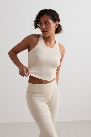 Ease Ribbed Tank  | Cafe au Lait