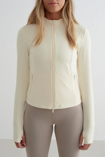 Sense Zip Jacket | Almond White