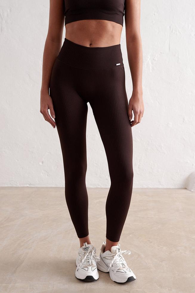 Ribbed Seamless Tights | Cacao