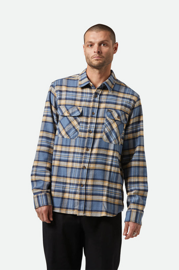 Bowery Flannel | Azure Blue/Washed Navy/Sand