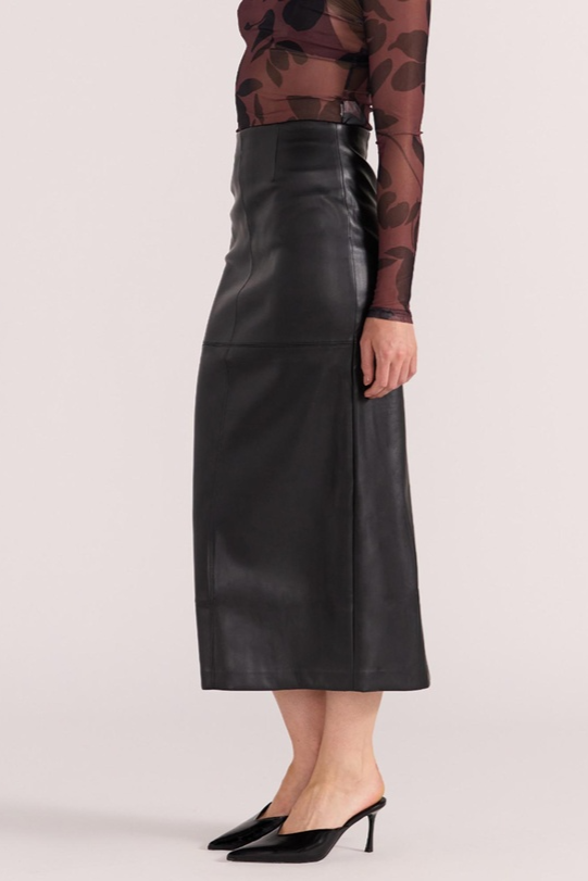 Edie PU Midi Skirt | Black