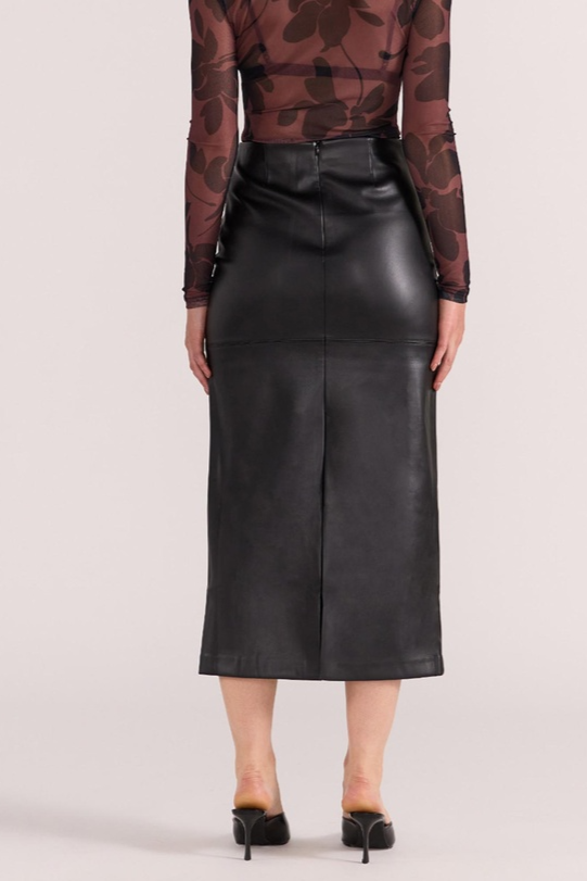 Edie PU Midi Skirt | Black