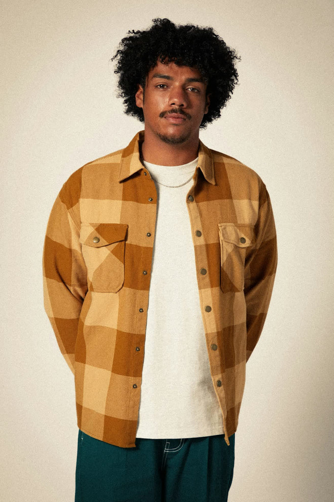 Selden Flannel | Washed Copper/Curry Buffalo