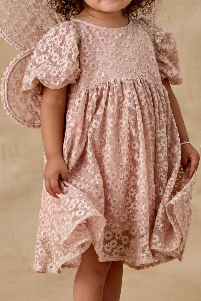 Luna Dress | Rose Embroidery Daisy