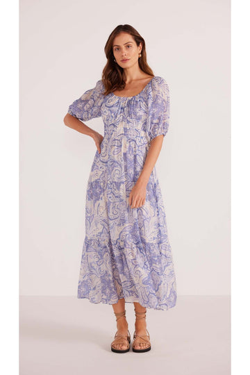 Lola Tiered Midi Dress | Blue Paisley