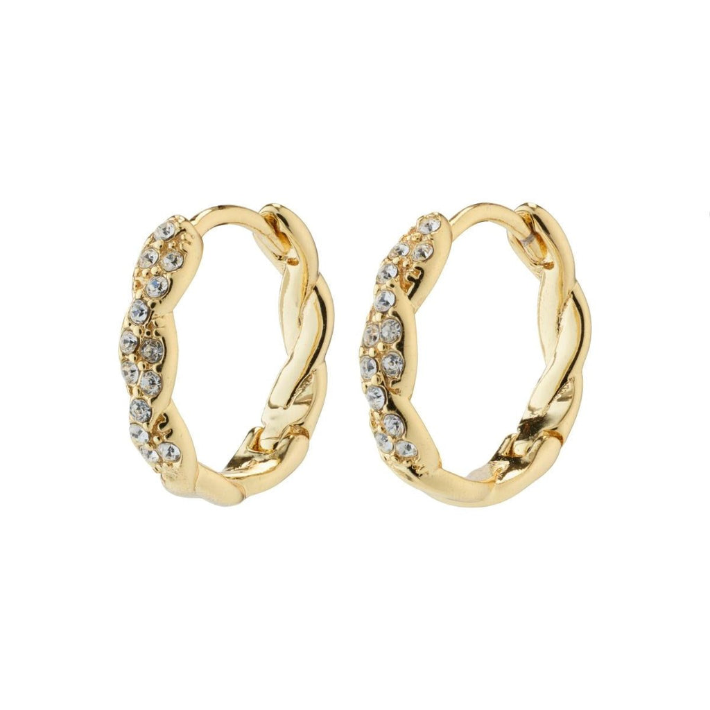 Ezo Twirl Crystal Hoops| Gold Plated