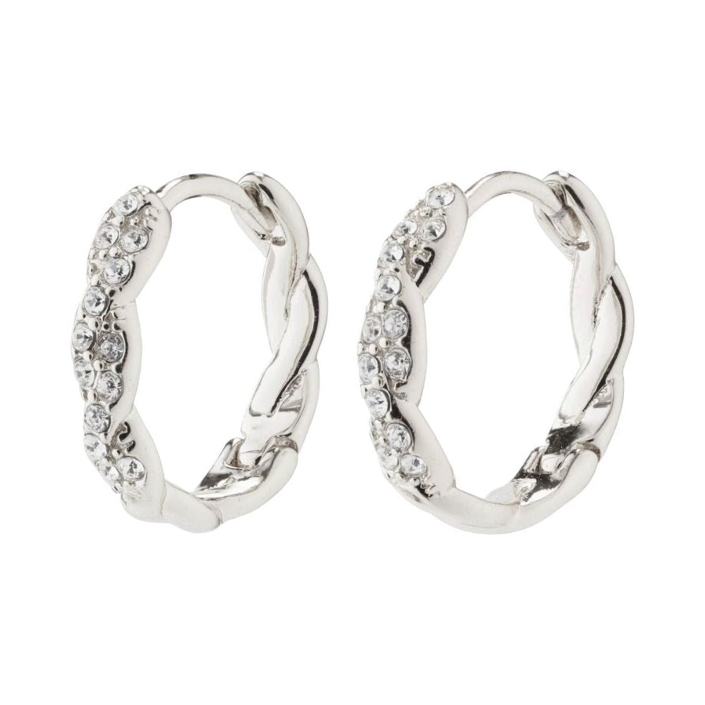 Ezo Twirl Crystal Hoops | Silver