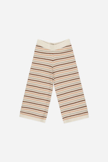 Knit Wide Leg Pant| Honey/Stripe/Natural