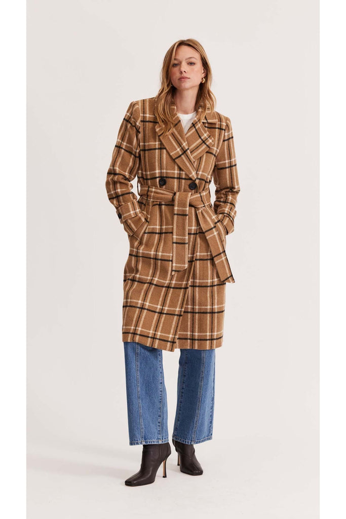 Heston Check Coat | Brown Check