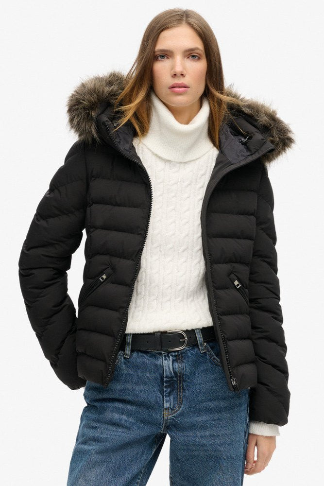 Fuji Faux Fur Hood Padded Jacket | Black