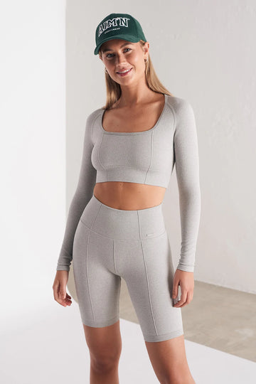 Aim'n Luxe Seamless Biker Shorts - Light Grey Melange